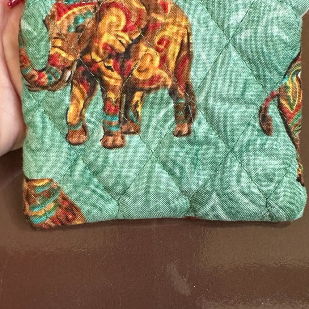 Mandala Elephants on Turquoise/Blue ~‎ Handmade  Coin Purse ~